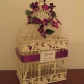 Ivory Bird Cage Wedding Card Holder with Violet dogwoods