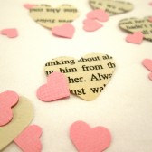 Book Page Heart Confetti & Pink Mini Paper Hearts for Vintage Wedding
