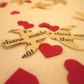 Book Page Bird Confetti & Red Mini Heart Confetti // Vintage Wedding