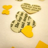 Book Page Heart Confetti & Yellow Mini Paper Hearts for Vintage Wedding