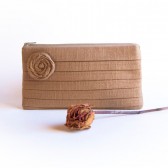 Cosmetic Pleated Clutch Bag Bridesmaid Clutch Purse Bag Amaretto Brown Bridal Wedding Clutch Purse Pouch by Lolos