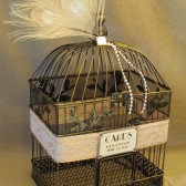 Wedding Card Box / Vintage Style / Peacock Feathers / Lace / Pearls / Birdcage Wedding Card Holder