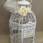  Vintage Style Wedding Card Box / Ostrich Feather / Pearls / Bird Cage Wedding Card Holder