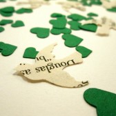 Book Page Bird Confetti & Green Mini Heart Confetti 