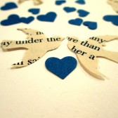 Book Page Bird Confetti & Blue Mini Heart Confetti 