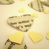 Book Page Heart Confetti & Ivory Mini Paper Hearts for Vintage Wedding