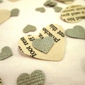 Book Page Heart Confetti & Silver Mini Paper Hearts for Vintage Wedding