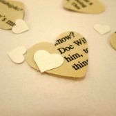 Book Page Heart Confetti & White Mini Paper Hearts for Vintage Wedding