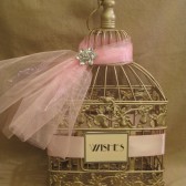  On Sale Champagne Wishes Birdcage / Wedding Wishes Box / Small / Baby Shower / Shabby Chic Decor / Vintage Style