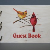 SALE Wedding guest book Hand painted Bridal shower engagement anniversary Book Red and Yellow cardinal on brunch