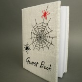 Wedding rustic guest book burlap Linen Wedding guest book Personalized Red and Black Spider
