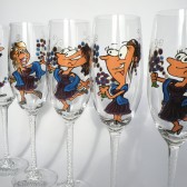 Hand painted Bridal shower party and wedding Personalized Champagne glasses customized cartoon portraits