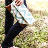 Sydney Clutch in Robin's Egg Chevron