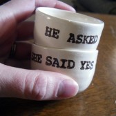 He asked and She said yes handprinted ring dishes