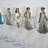 SALE Bridal Party Wine or champagne Glasses Bridesmaids Gift - Personalized Caricatures Handpainted to their Likeness