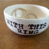 with this ring, handmade ceramic ring pillow