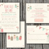 Vintage Wedding Invitation Set - Rustic, Pretty
