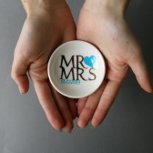 Hand painted Wedding Ring Pillow Alternative , Wedding Ring Dish Mr and Mrs text and turquoise heart