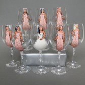 Bridal Party Wine or champagne Glasses Bridesmaids and Bride's Gift - Personalized Caricatures Handpainted to their Likeness