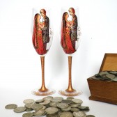 Hand painted Wedding Toasting Flutes Set of 2 Personalized Champagne glasses Indian wedding
