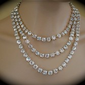 3 Strand Bridal Statement Necklace, Swarovski crystal