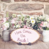 Here comes the bride wood slice