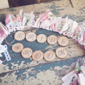 Bride and groom chair signs