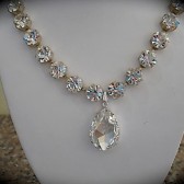 Large teardrop pendant  bridal necklace, swarovski crystal