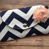 Navy Blue Chevron Clutch 