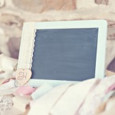 Painted Burlap and Lace Monogram Chalkboard