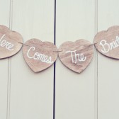 Here comes the bride stained banner