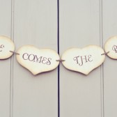 Here comes the bride stamped banner