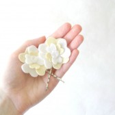 Ivory Floral Hair Pins Felt