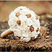 Custom Handmade Wedding Bouquet - Cream Burlap Bridal Bouquet