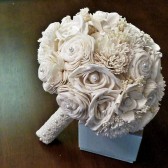 Custom Handmade Alternative Sola Flower Wedding Bouquet- Cream Ivory Lace Wood Keepsake Bridal Bouquet Vintage Shabby Chic Wedding