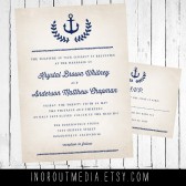 Laurel and Anchor Rustic Nautical Wedding Invitations