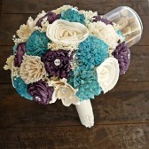 Handmade Custom Wedding Bouquet- Purple Turquoise Bridal Bridesmaid Bouquet, Alternative Bouquet, Keepsake Bouquet, Rustic Wedding