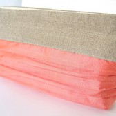 Custom Bridesmaid Clutch / Bridesmaid Gift / Color Block Silk and Natural Rustic Linen / Rustic or Shabby Chic Wedding