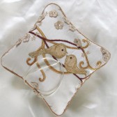 Ivory love birds wedding ring pillow