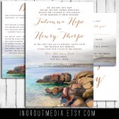 Rustic wedding invitations - The Maine Coast - seaside, ocean wedding suite