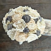 Alternative Wedding Bouquet - Grey Cream Ivory, Sola flowers, Natural Bridal Bridesmaid Bouquet, Keepsake Bouquet