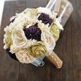 Handmade Wedding Bouquet- Medium Plum Moss Green Ivory Bridal Bridesmaid Bouquet, Alternative Bouquet, Keepsake Bouquet, Rustic Wedding