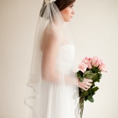 Bridal Cap Veil with Lace and Silk Flowers, Juliet Cap Bridal Veil - Camilla