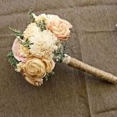  Romantic Wedding Bouquet -Mini Alternative Natural Bridesmaid Toss Bouquet, Keepsake Wood Bouquet, Shabby Chic Rustic Wedding