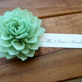 Mint Wedding Flower Wooden Place Cards