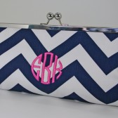 Navy Chevron Monogrammed Clutch