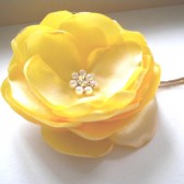Single Large Satin Yellow Flower Rose Pin Handmade Wedding Prom Party