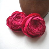 Shoe Clips Red Cabbage Roses Satin Flowers Handmade customize your color