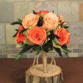 dark and light peach preserved rose bouquet
