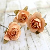 Peach Paper Flower Hair Pins